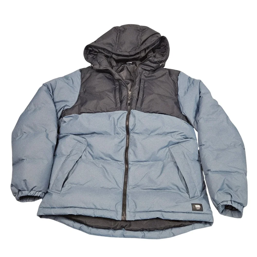 Vans Puffer Jacket‎ Mens Small Blue Black Colorblock Down Gorpcore Skater Street